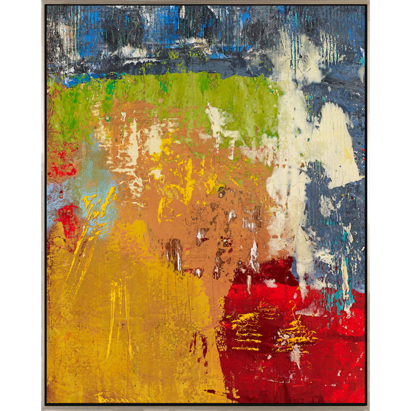 Native II Painting, Silver Framed, 60" H x 48" W x 2.25" D