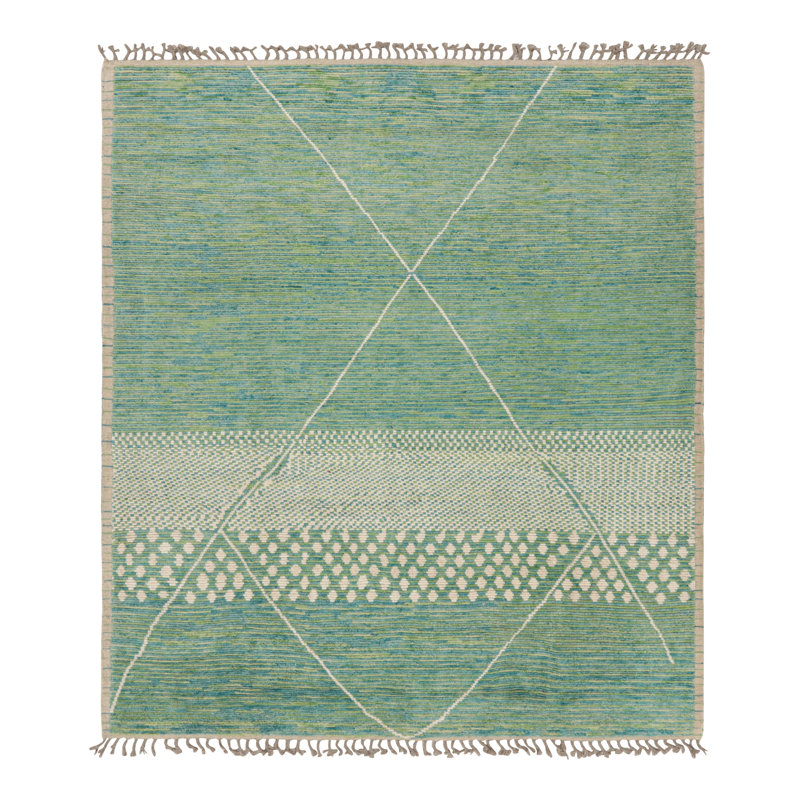 Rug & Kilim’S Moroccan Style Rug In Blue, Green And Beige Geometric Patterns