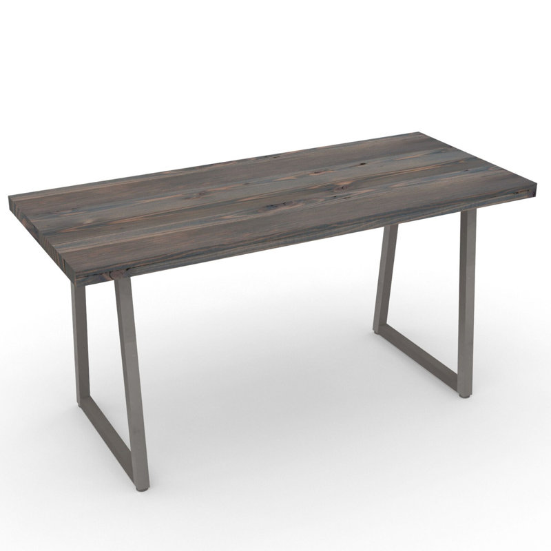 Barwick Solid Wood Top Metal Base Dining Table, 42" H x 60" L x 30" W, Gray