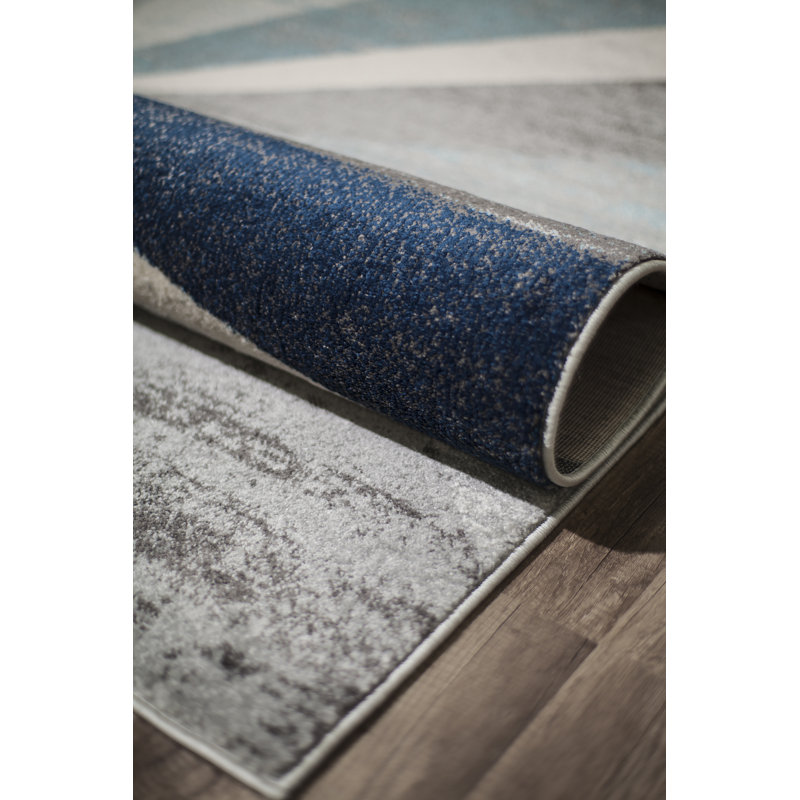 Hale Blue and Gray Geometric 8' x 10' Synthetic Area Rug