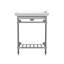 Gloss White Fireclay Rectangular Console Bathroom Sink with Overflow-49500060-119117377