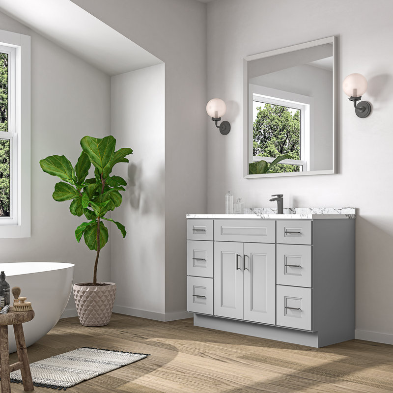 Meuble-lavabo de salle de bain en bois massif prêt à assembler en bois massif de 48 po prêt à assembler - comptoir non inclus