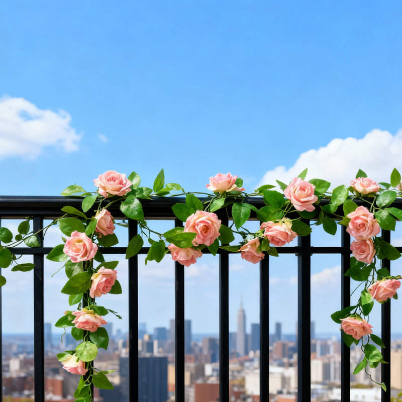 2PCS 7.5FT Flower Garland, Artificial Rose Garland, Hanging Basket Wedding Arch Garden Background Decoration, Dark Pink