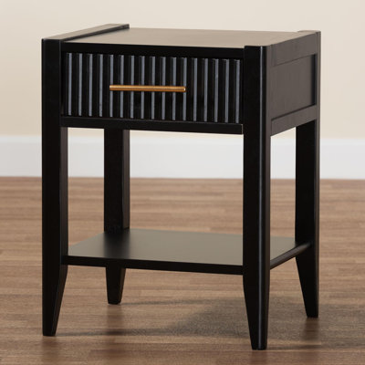 Wooley Mid-Century Fluted Wood 1-Drawer Nightstand