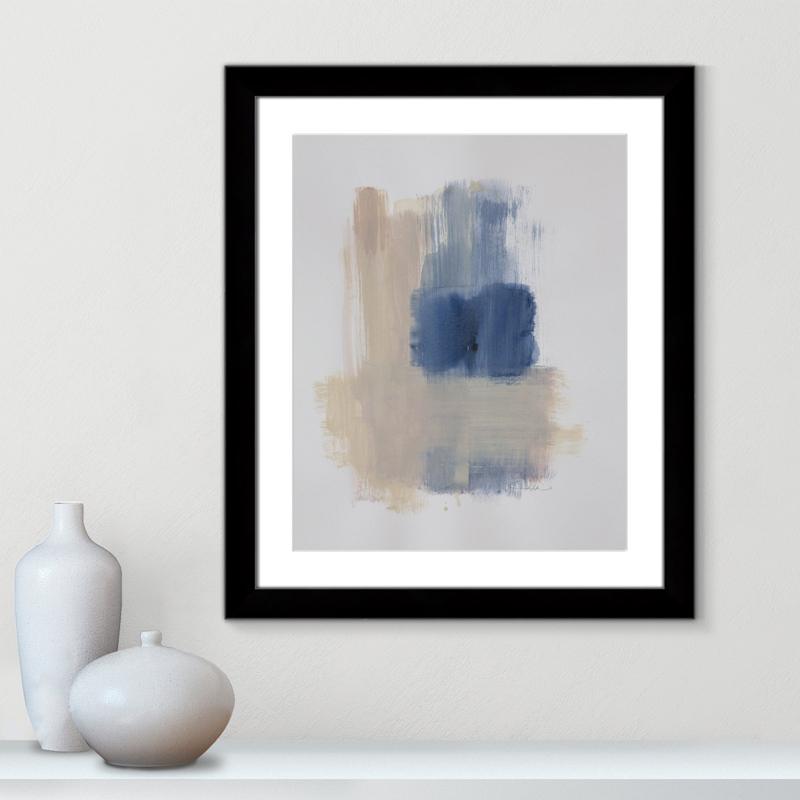 Esmeray "Powder Room Wash III" Print, Black Cube Frame Matted, 27" H x 23" W x 1.25" D  