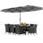 11 PCS Patio Wicker Dining Set with Double-Sided Outdoor Umbrella 8 Stackable Chairs-1045648926-1045648919