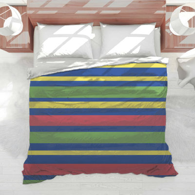 Blue Green Yellow Stripes Comforter