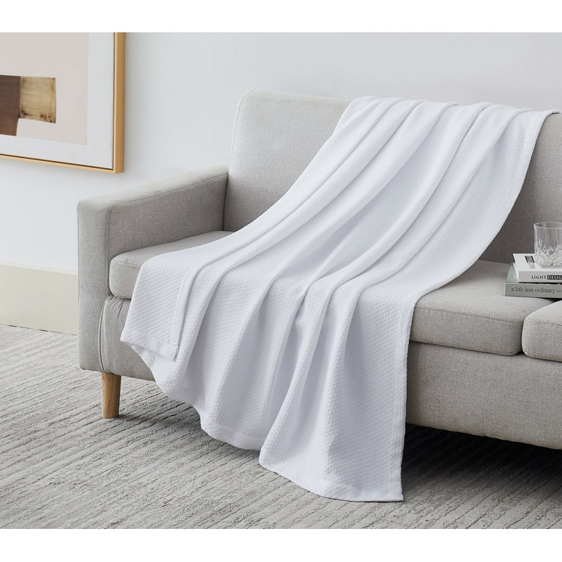 Jeté et jetés Southton Fine Linens, L 66 po x L 90 po, Blanc