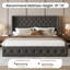 Queen Upholstered Platform Bed with Storage Drawers, Tufted Bed Frame with Wingback&Headboard, Dark Grey-2105395641-2105395642