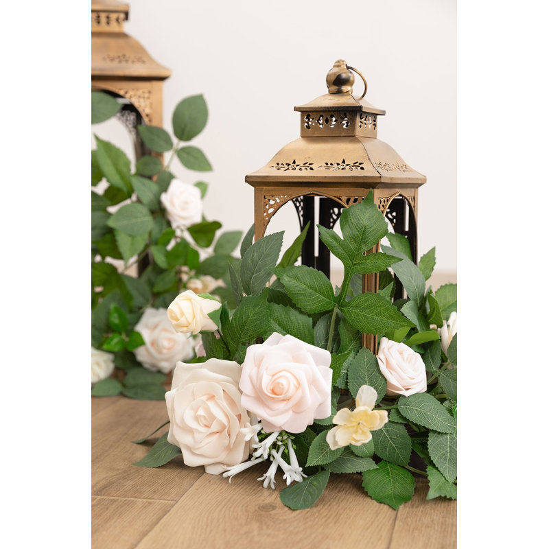 Guirlandes de fleurs Ling's Moment de 60 cm (2 pieds) rose poudré et crème, Rose poudré et crème