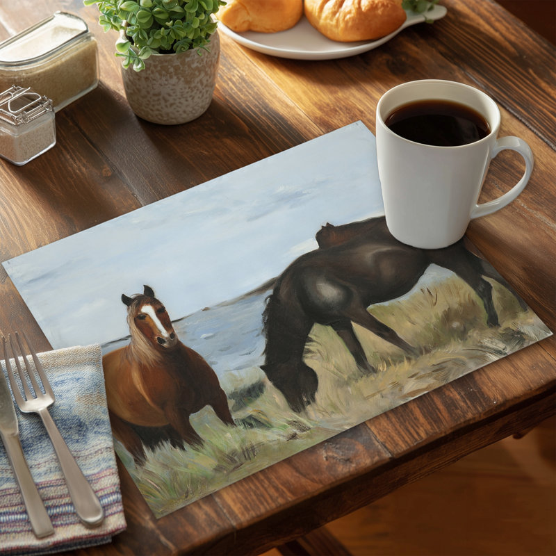 Napperon rustique mangeant des chevaux - décor de maison de campagne