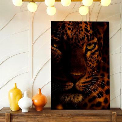Portrait de léopard, chat, gros plan, animal sauvage, reproduction d'art sur toile, œuvre d'art décorative pour salon, entrée, bureau, couloir