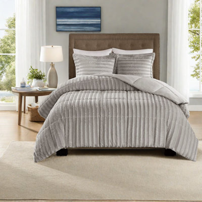Luxurious Faux Fur Bedding Sets, Polyester Comfort, Cozy Home Accent