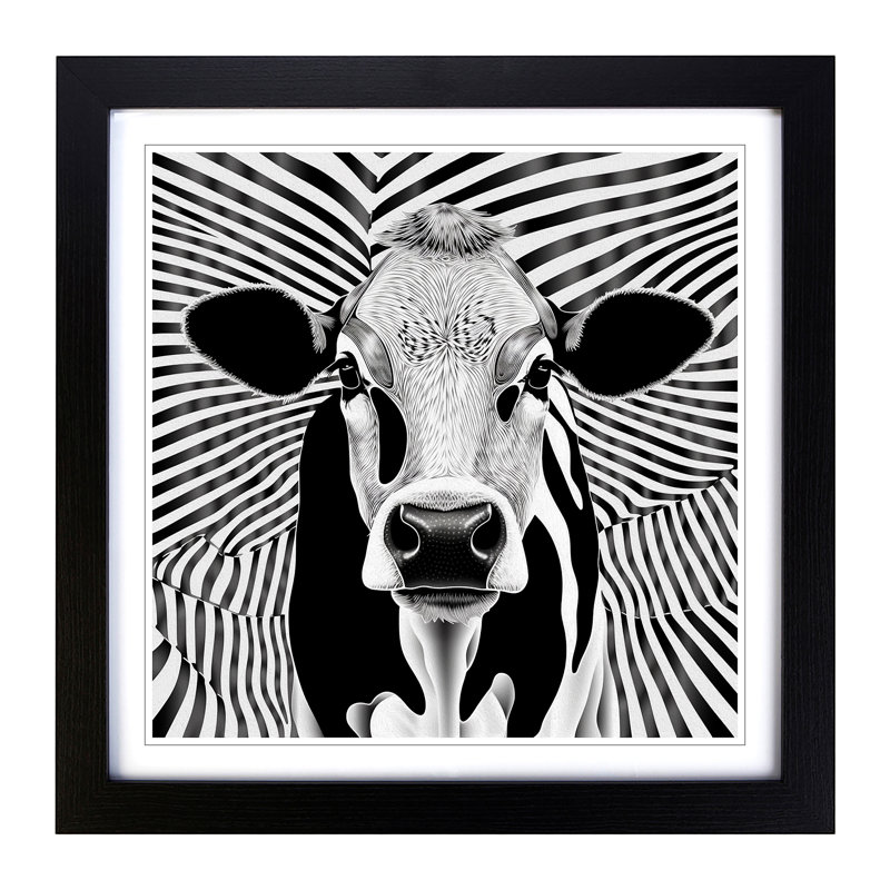 Cow Op Art - Framed Print, Black