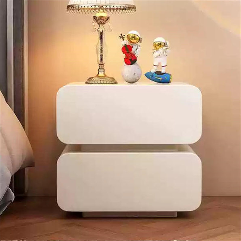 Modern Minimalist White 2-Drawer Nightstand with Rounded Edges & Floating Design for Bedroom Storage