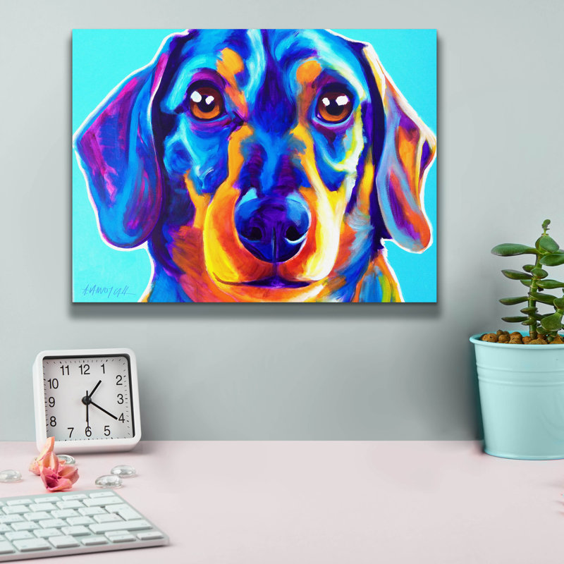 «Dachshund - Oscar» par Dawg Painter, H 12 po x l 16 po x P 0,75 po