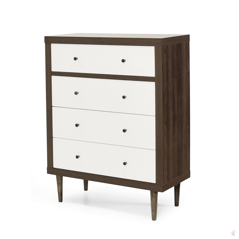 Commode à 4 tiroirs NORDIC, Walnut/White