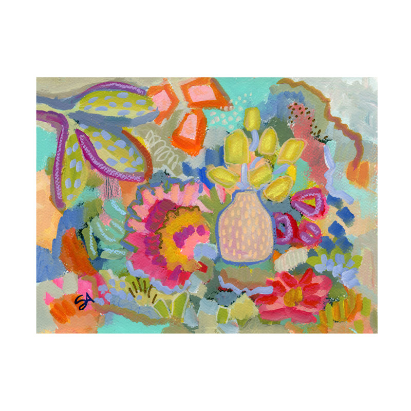 Art mural sur toile tendue - «Peach Pot» de Suzanne Allard pour décoration de salon, de chambre à coucher ou de bureau - 14 x 19