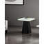 Table de bout carrée de style contemporain avec rebords incurvés en faux marbre et finition noire