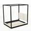 Lit plateforme à baldaquin en bois avec tête de lit tapissier-128949053-128949055