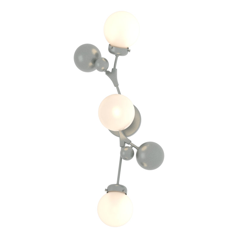 Plafonnier encastré à intensité variable 3 lumières Sprig, Platine rétro, Verre opale