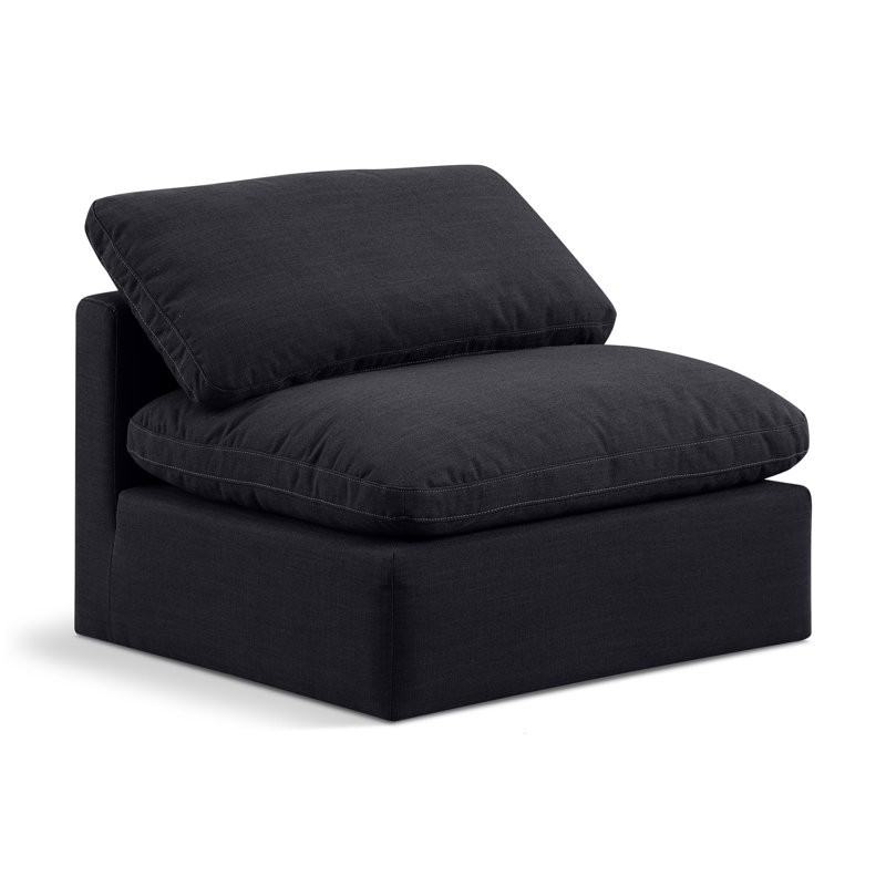 Fauteuil modulaire rembourré Musheerah Indulge, Tissu texturé en lin noir