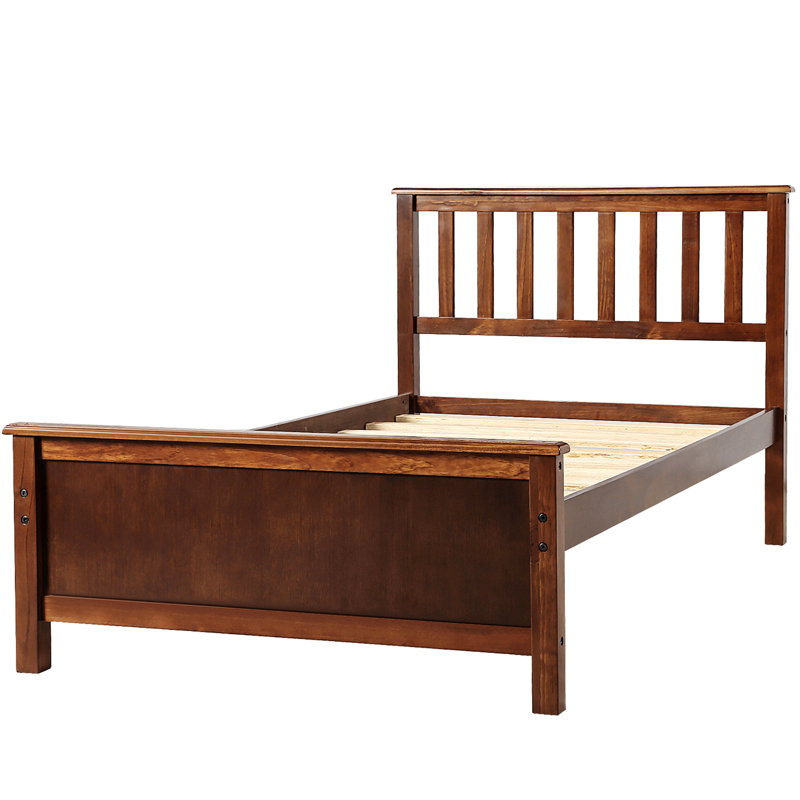 Cinda Twin Solid Wood Bed, Walnut