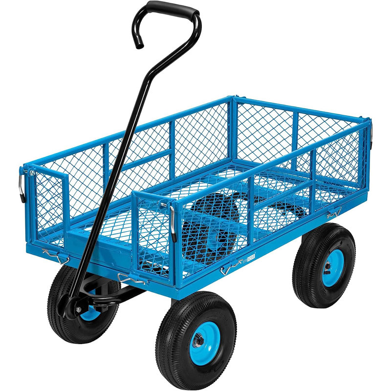 Chariot de chariot en acier à mailles avec côtés amovibles, Bleu