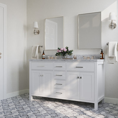 Macnair 60" Double Bathroom Vanity with Carrara White Marble Top