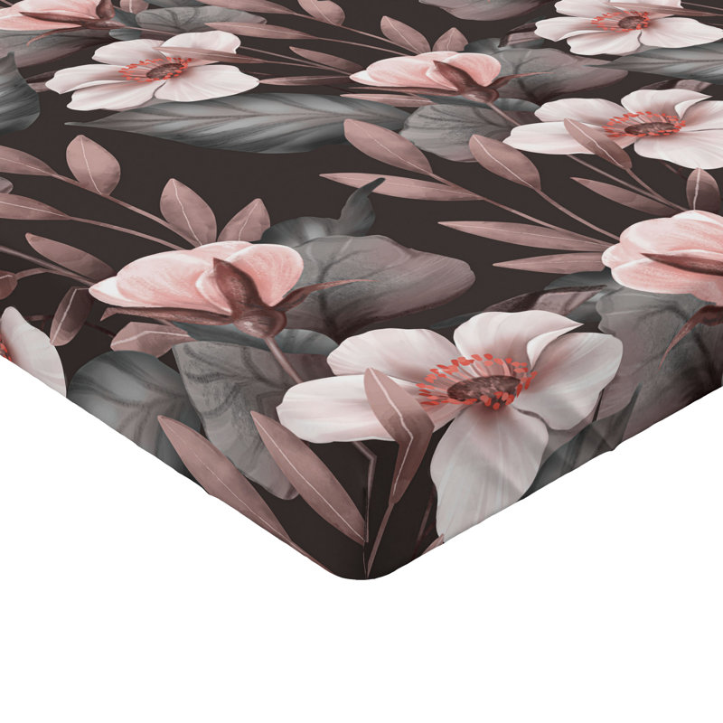 Drap-housse rustique Ambesonne, Full Fitted Sheet, Mauve pâle, taupe coquille d'œuf / floral