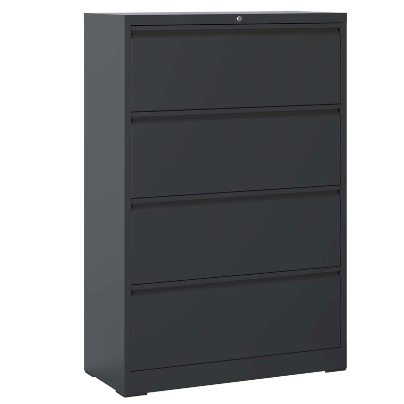 Steel 4 Filing Cabinet, Smooth Sliding, Drawers For Letter/A4/F4 Documents File Quiet Slides, Lockable Office Organization