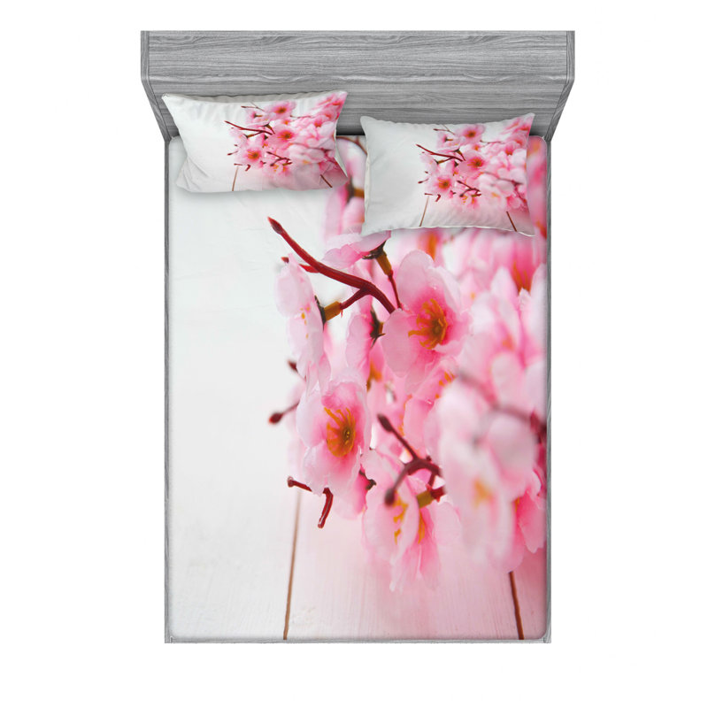 Ensemble de draps Cherry Blossom Petals, Ensemble de draps pour lit double avec un drap-hou