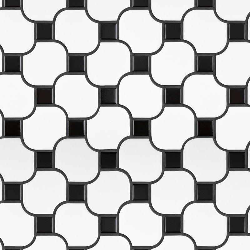 Carreau de mosaïque en porcelaine Supreme, Blanc / Noir