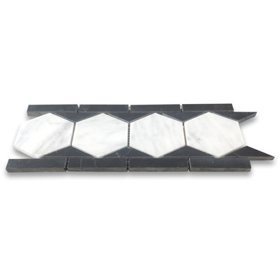 11 in. x 4 in. Honeycomb Glazed Marble Tile