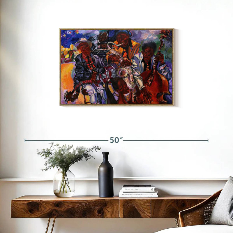 Jazz Band artistes, Cadre flottant en bois naturel, 31 po x 21 po