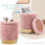 Repose-pieds rond en velours avec rangement-970583789