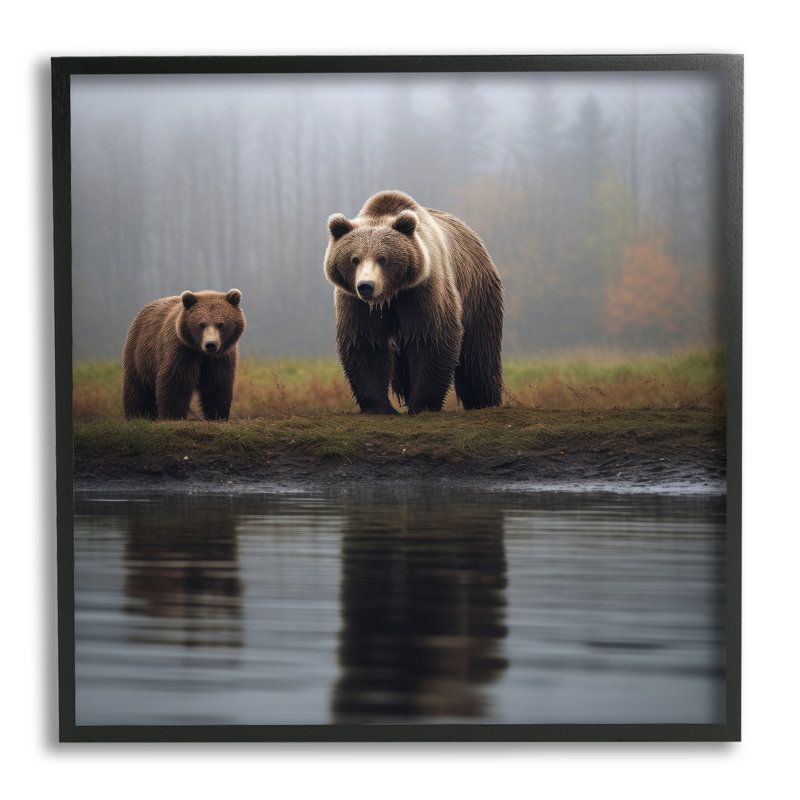 «Bear & Cub At Lake», H 12 po x l 12 po x P 0,5 po