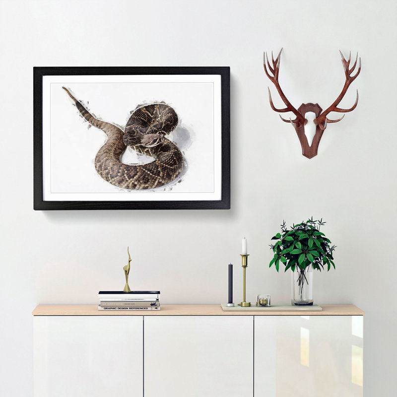 Close to a Rattle Snake in Abstract - Picture Frame Graphic Art Print, Black Framed, 36cm H x 48cm W x 2cm D