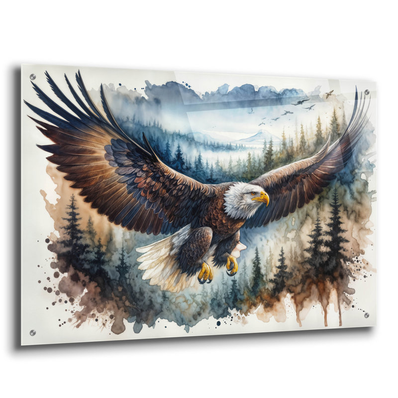  «Soaring Bald Eagle 2» par Rey Klimt, art mural en verre acrylique, 36 po x 24 po