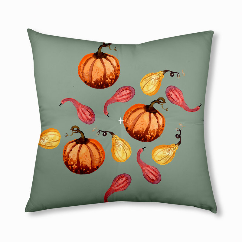 Coussin 321_Gourds Galore Fall Design, Vert, 26 po x 26 po