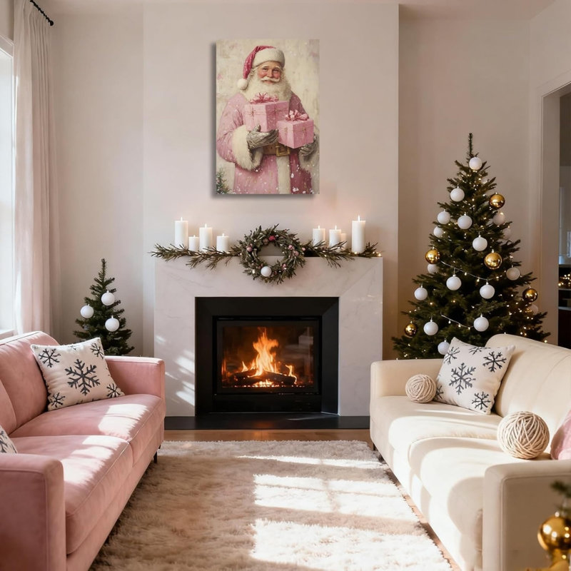 Art mural en toile rustique de Noël d'hiver sans cadre 24 po x 36 po
