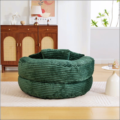 Oversized Corduroy Bean Bag Sofa with 3 Pillows & Armrest for Adults and Kids, Ideal for Relaxation and Comfort in Any Room