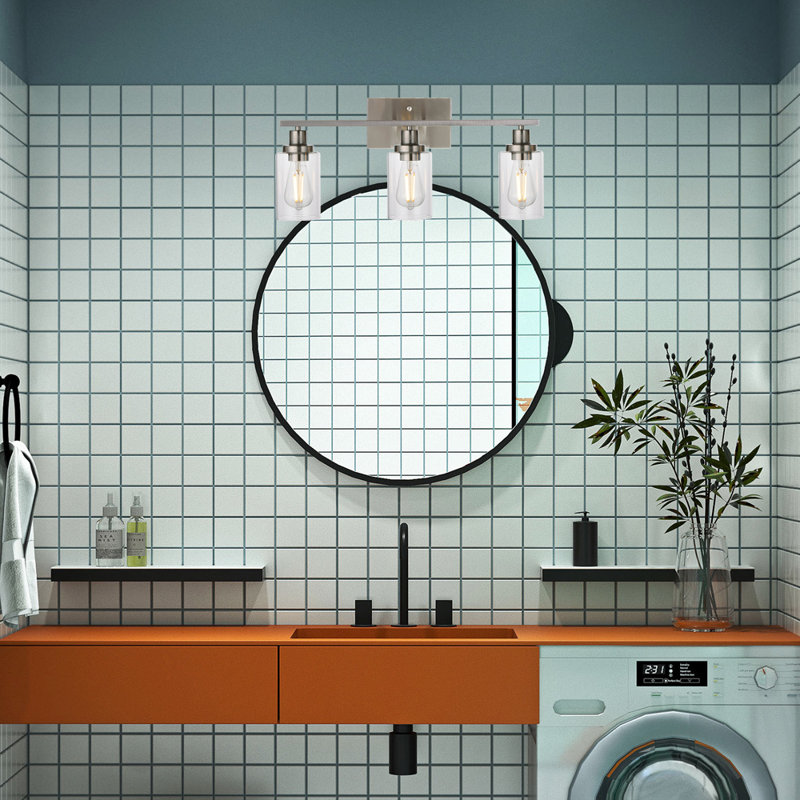 Éclairage pour salle de bain à 3 lumières en nickel brossé à intensité variable Marcas