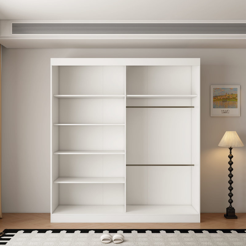 2 Door Manufactured Wood Wardrobe, 220cm H x 200cm W x 62cm D