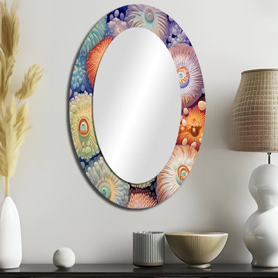 Magnifique miroir mural ovale orange