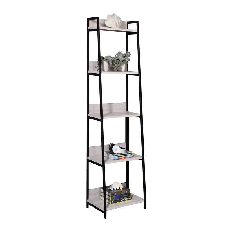 Kaula 15.6'' W 5 - Tier Bookcase in Natural and Black, (3 Shelves) 37.5"H x 24.5"W x 16.5"D