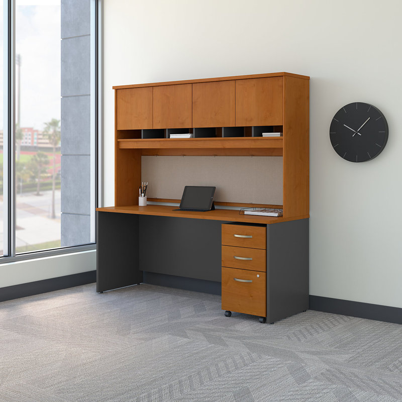 Office 500 Collection Executive Desk, Natural Cherry/Graphite Gray