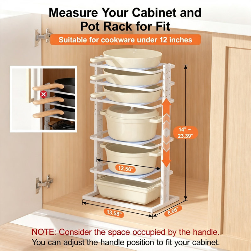 Iron Countertop / Cabinet Pot Rack, White