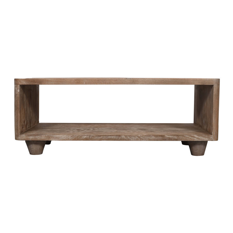Table basse en bois massif avec rangement, Sable