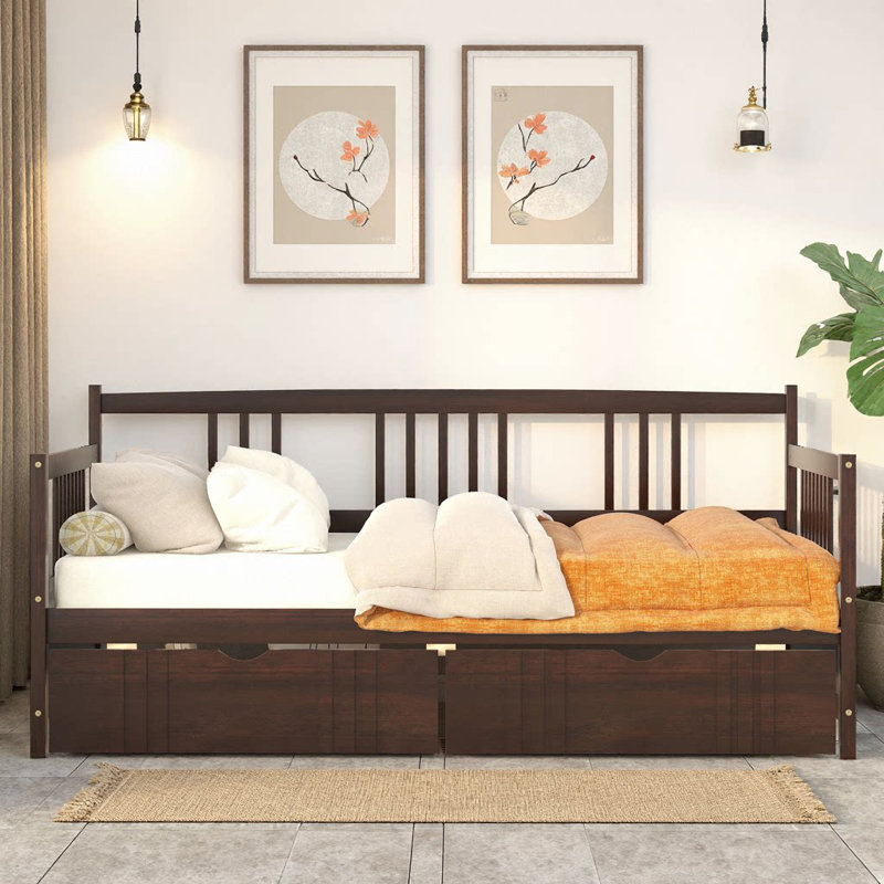 Modern White Twin Size Solid Wood Daybed with Dual Drawers - Multifunctional and Stylish, Espresso, Twin